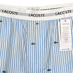 Lacoste Sleepwear Men's XL Poplin Pajama Shorts Cotton Blue Pinstripe NEW