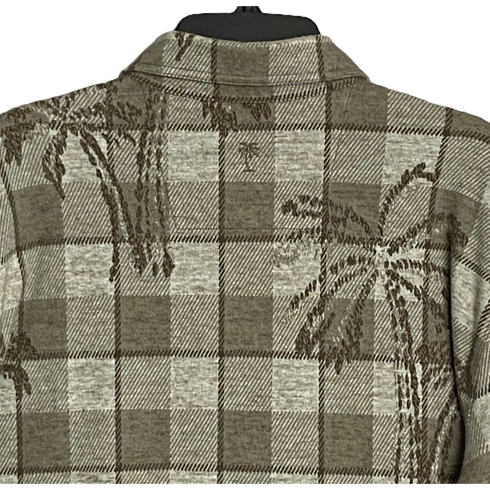 Tommy Bahama Flannel Shirt Men's XL "Fireside Palm Springs" Stretch Tea Leaf
