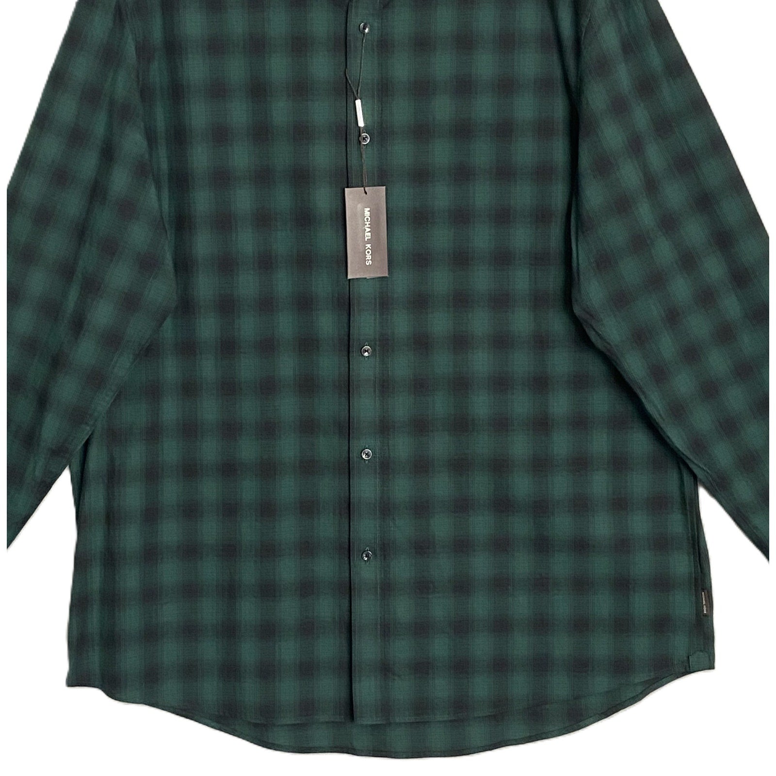 Michael Kors Men's XXL Classic Fit Shirt Dark Emerald Stretch