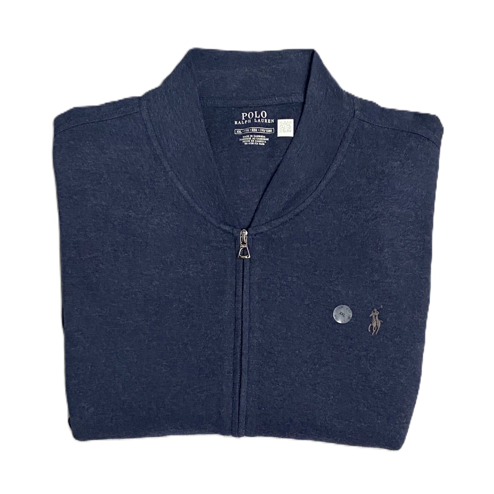 Polo Ralph Lauren Men's XXL Full-Zip Luxury Jersey Baseball Jacket Blue