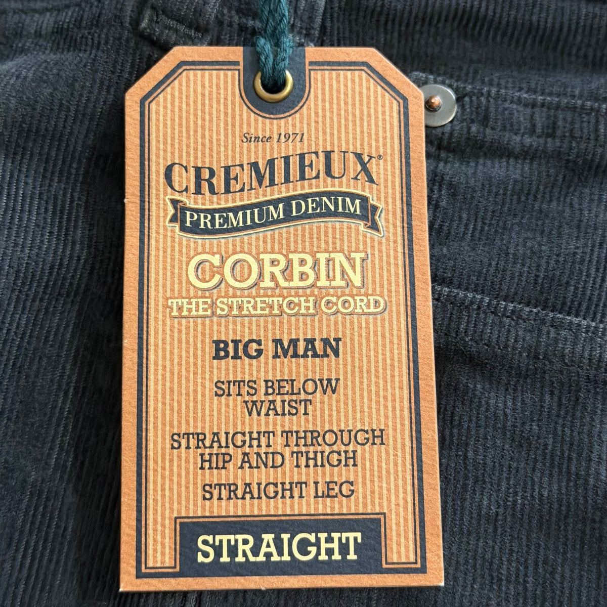 Daniel Cremieux Corduroy Pants Men's 50"x32" Straight Fit Stretch Charcoal