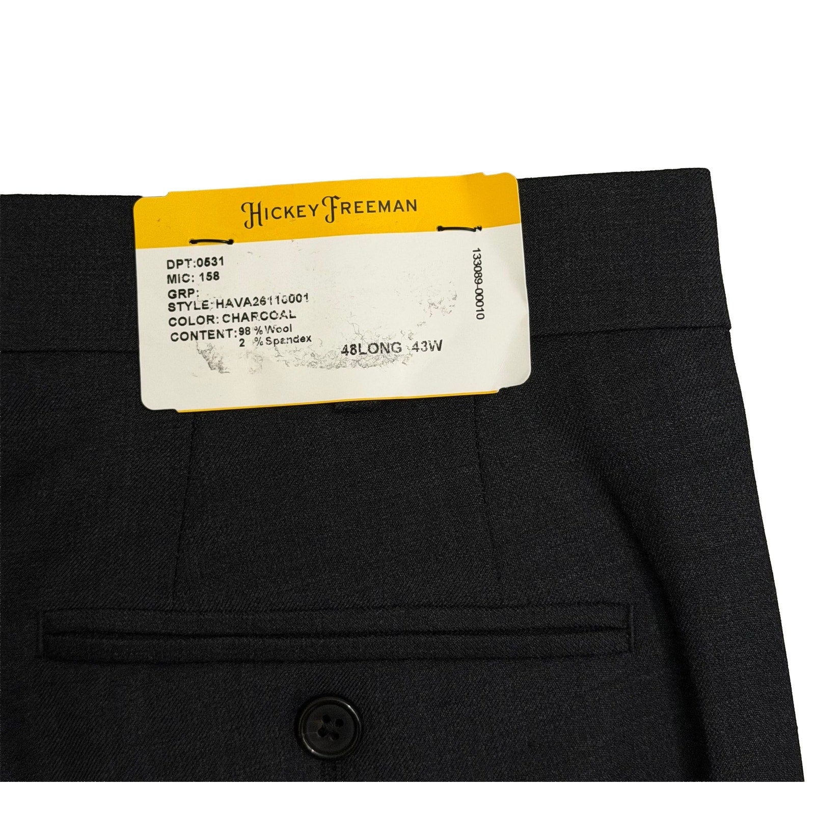 Hickey Freeman Suit Pant Men's 43W Classic Fit Stretch Wool Blend Charcoal