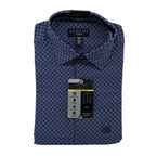 Alfani Dress Shirt Men's 14-14.5 32/33 Alfatech Slim Fit Blue Geo Print