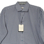 Bugatchi Dress Shirt Men's Small Long Sleeve Button-Up Blue Brown Geo