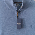 Polo Ralph Lauren Men's XXL Quarter-Zip Wool Sweater Italian Yarn Blue