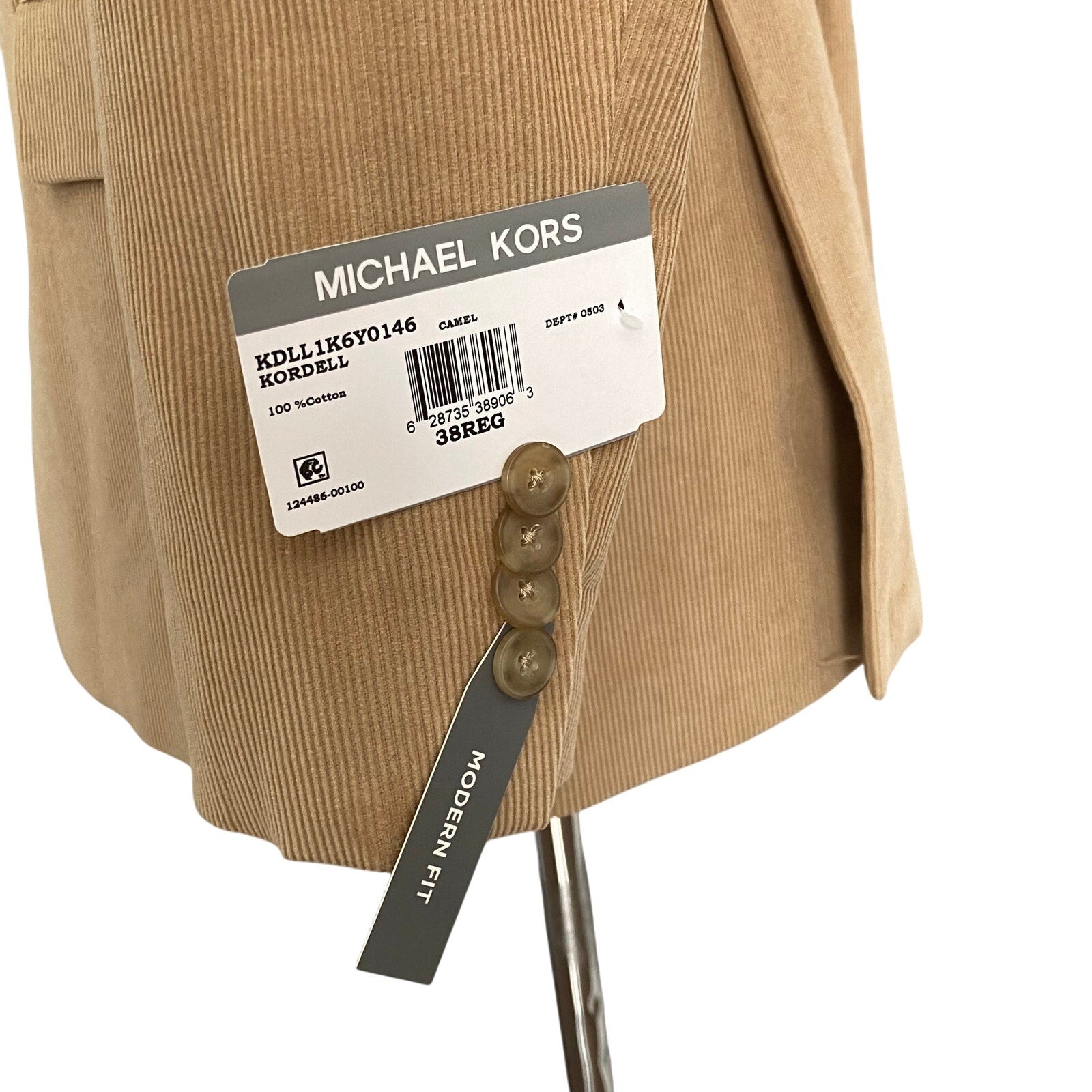 Michael Kors Sport Coat Men's 38 Regular Modern Fit Corduroy Cotton Camel