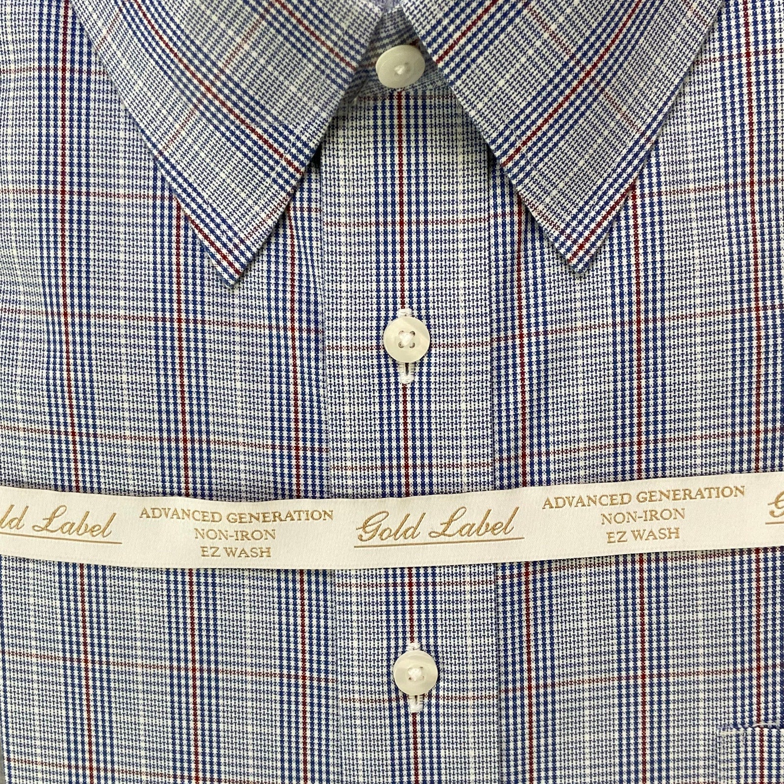Roundtree & Yorke Shirt Big & Tall Men's 20 36/37 Dress Shirt Blue Plaid