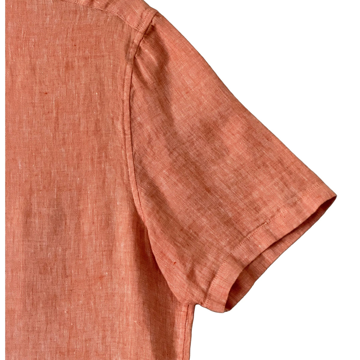 Michael Kors Linen Shirt Men's Large Slim Fit Short Slv Button-Down Orange