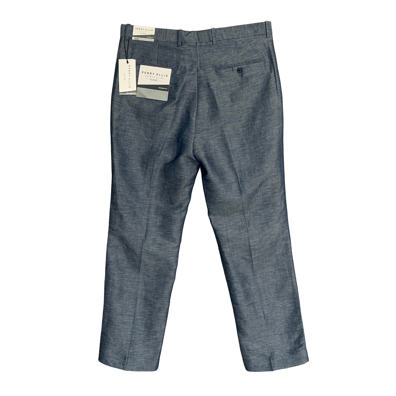 Perry Ellis Portfolio Pants Men's 33"x30" Modern Fit Linen Blend Blueprint
