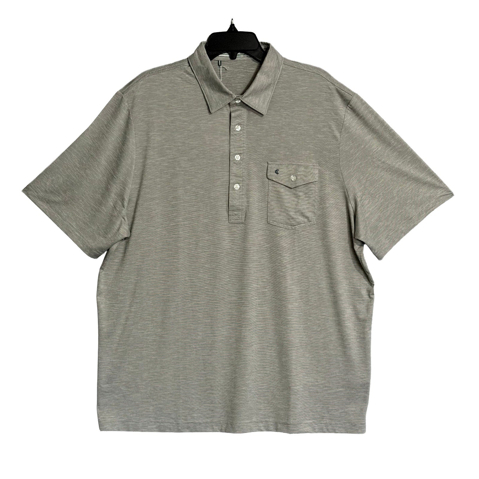 Criquet Polo Shirt Men's XXL Stretch Short Sleeve Grey Micro-Stripe