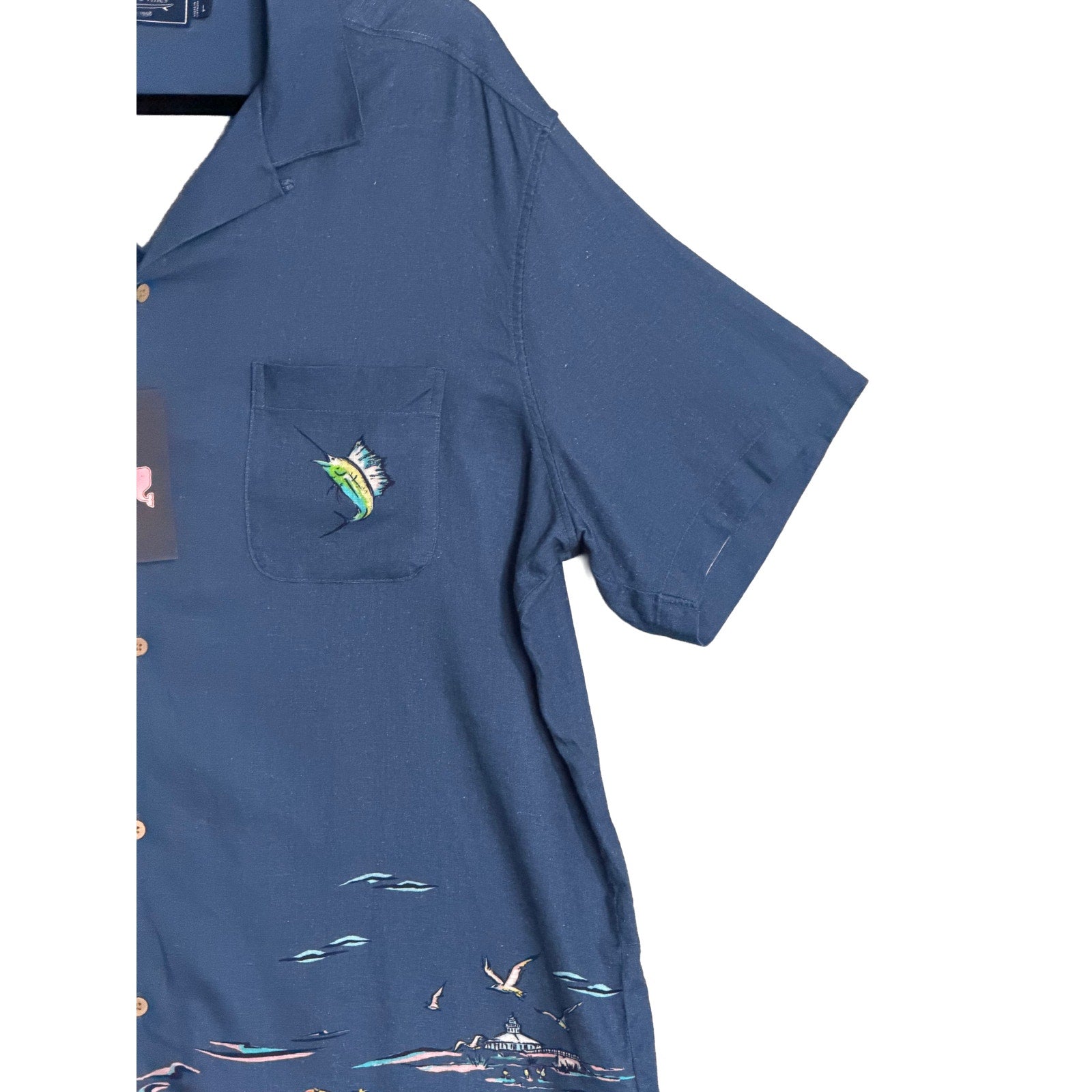 Vineyard Vines Casual Shirt Men's XXL Short Sleeve Cabana Shirt Blue