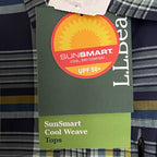L.L. Bean Casual Shirt Men's Small SunSmart Cool Weave Navy Night Plaid
