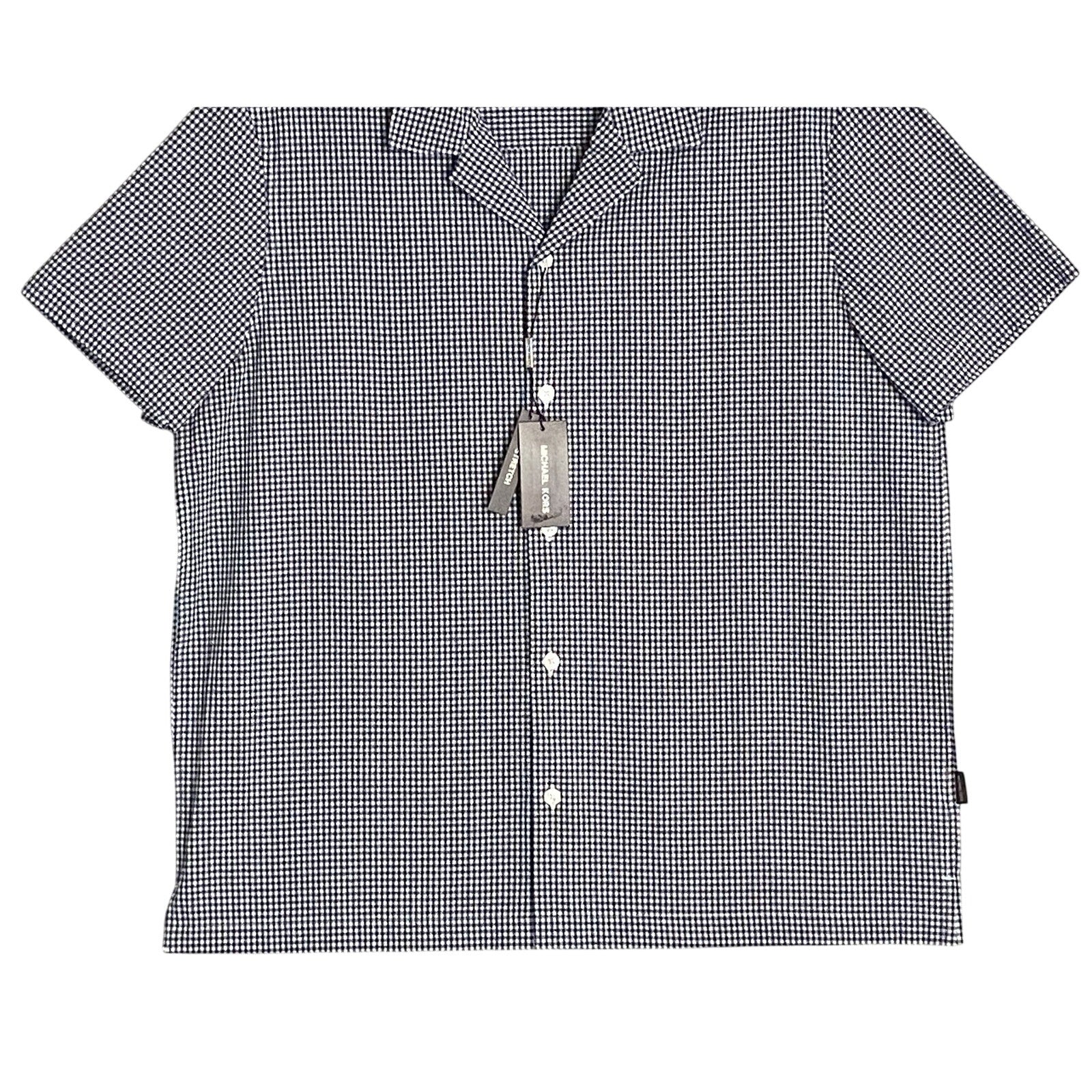 Michael Kors Shirt Men's XL Casual Short Sleeve Shirt Black & White Gingham