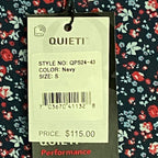 Quieti Performance Men's Shirt Small Short Sleeve Button-Up Navy Blue Floral