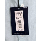 Hart Schaffner Marx Shirt Men's Medium Short Slv Comfort Stretch Cotton Blue