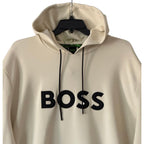 Boss Soody Zone Logo Hoodie Men's 4XT Big & Tall Drawstring Hood Open White