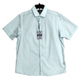 Hart Schaffner Marx Shirt Men's Medium Short Slv Comfort Stretch Cotton Blue
