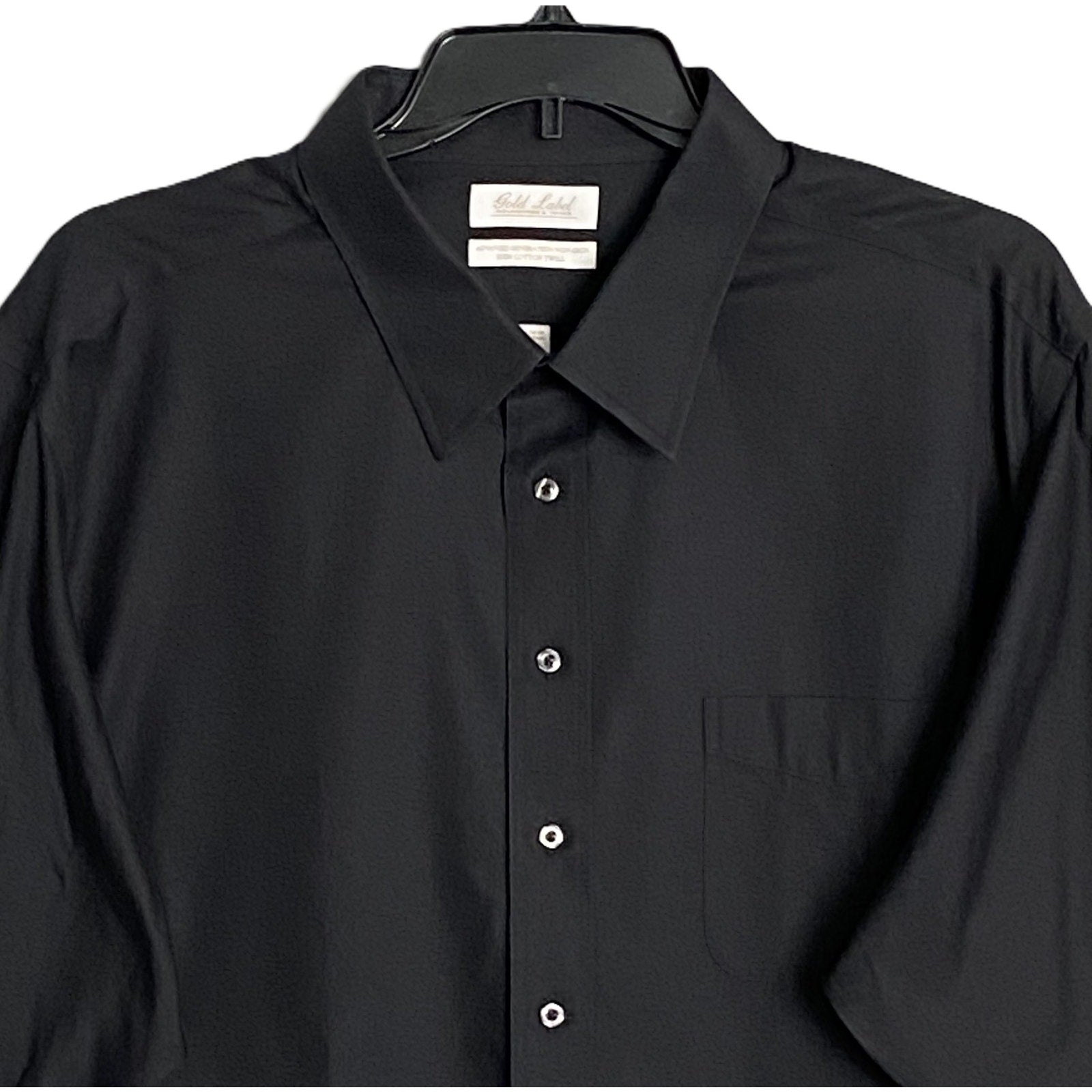 Roundtree & Yorke Dress Shirt Men's 20 36/37 Tall Slim Cotton Twill Black