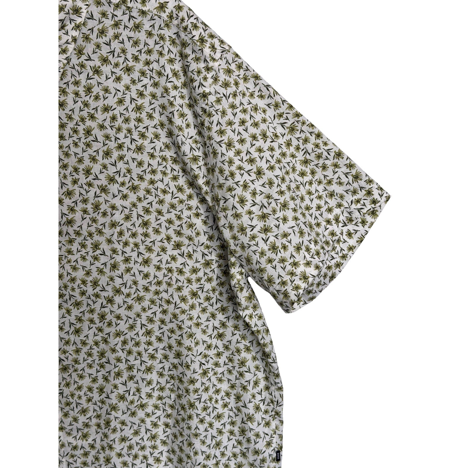 Boss Shirt Men's 4XL Big & Tall Short Slv Stretch Linen Shirt Green Floral
