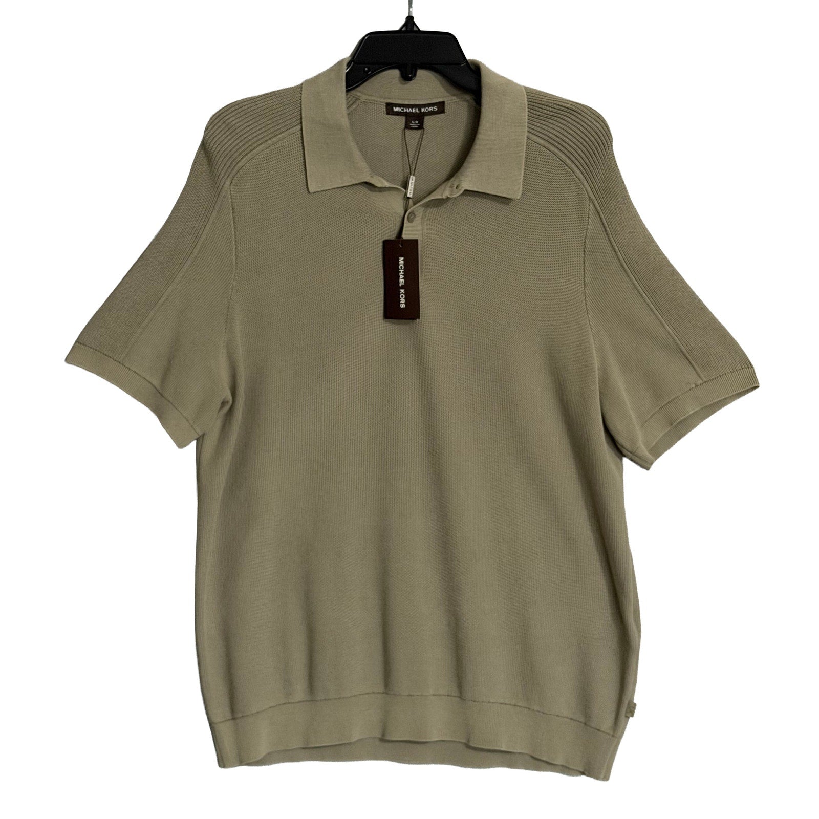 Michael Kors Polo Shirt Men's Large Short Sleeve Knit Cotton Dusty Sage