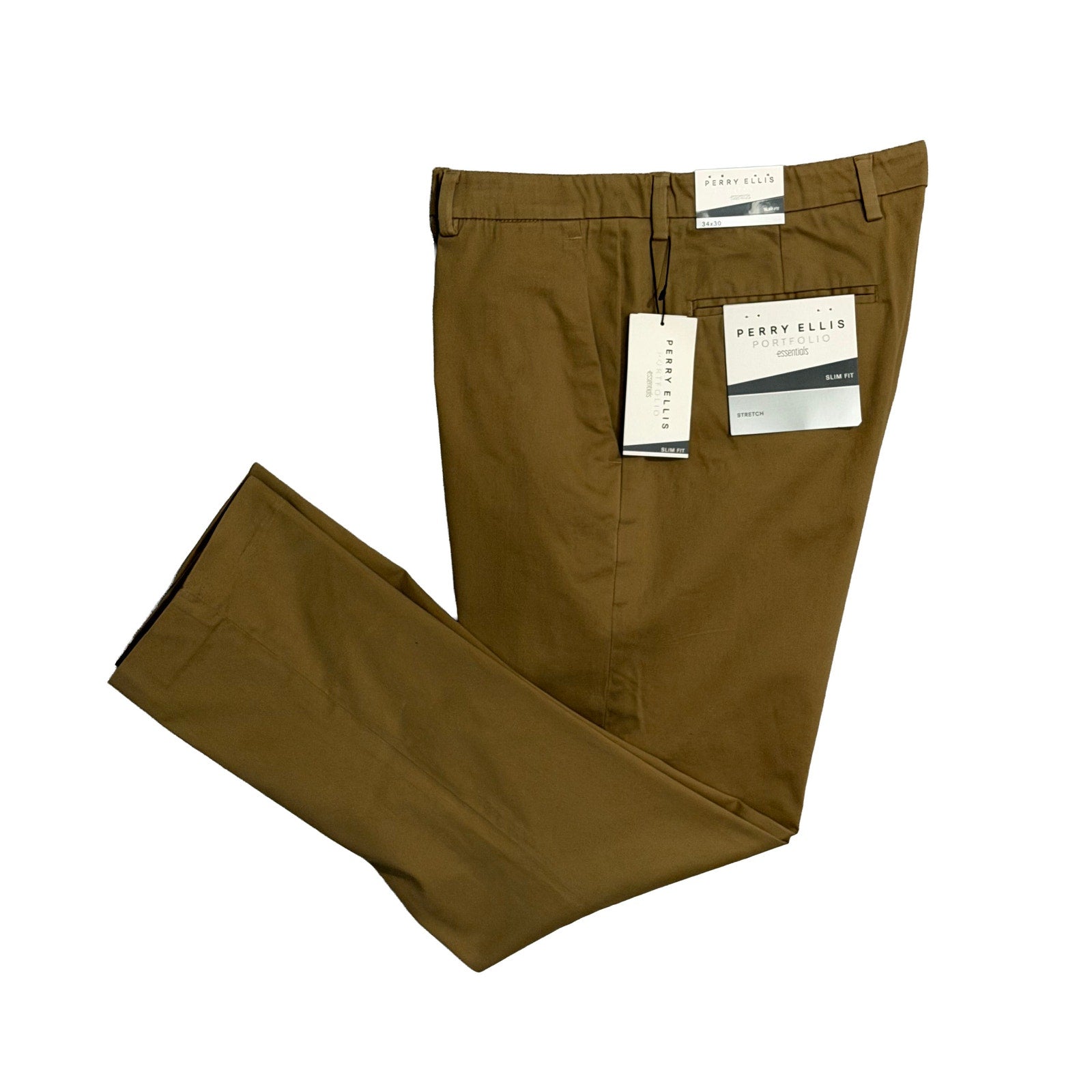 Perry Ellis Portfolio Pants Men's 34"x30" Slim Fit Dress Pant Elmwood
