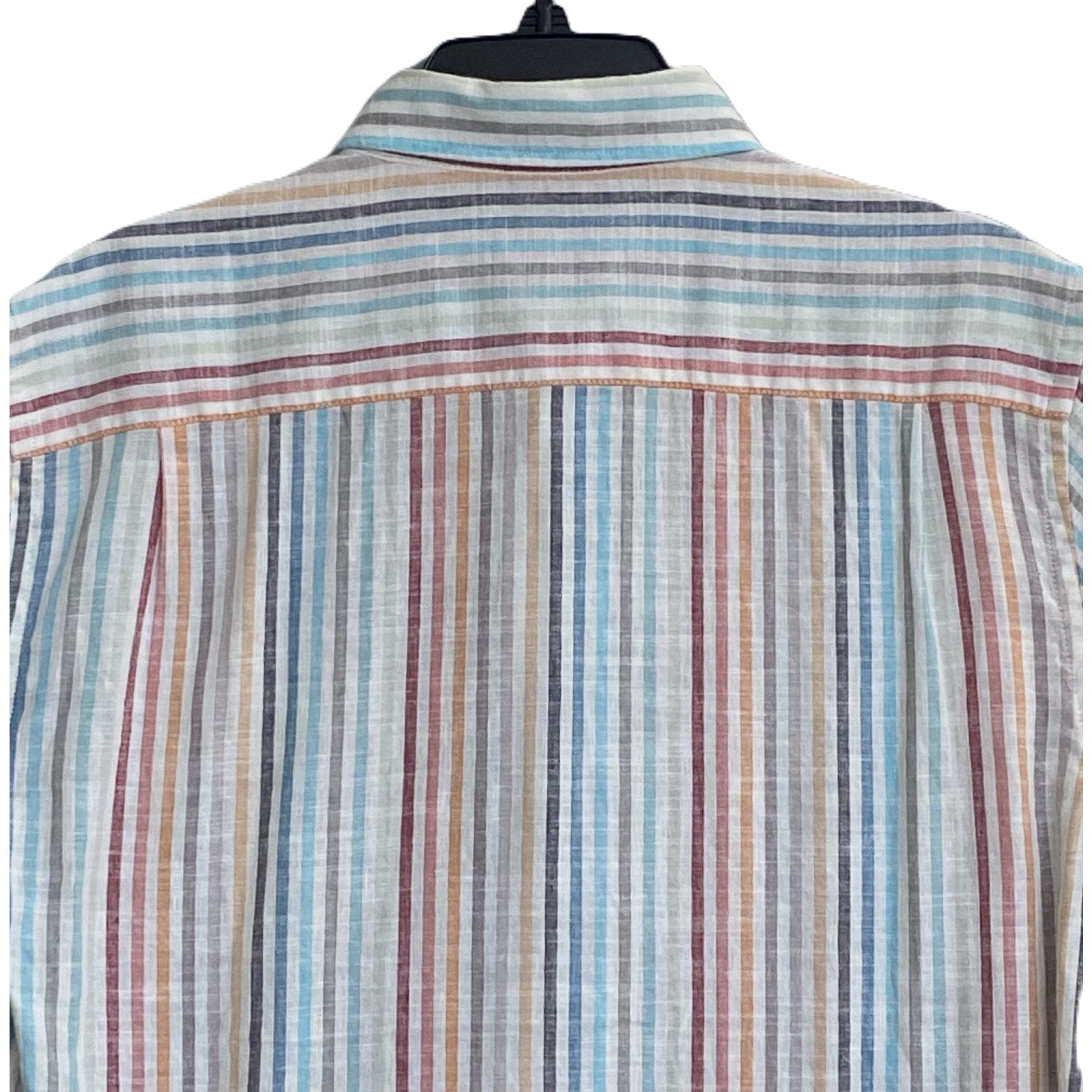 Faherty Shirt Men's Medium Breeze Shirt Short Slv Linen Multicolor Stripe