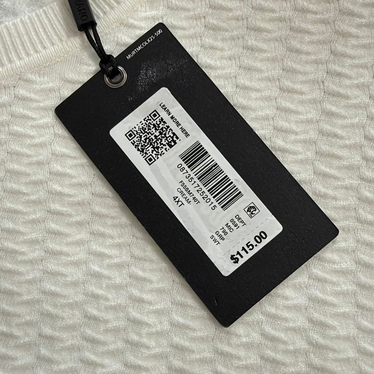 Murano Comfort Luxe Textured Sweater Men's 4XT Big & Tall Crew Neck Cream