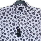 Boss Shirt Men's 4XL Big & Tall Short Sleeve Slim Fit Shirt Blue Floral
