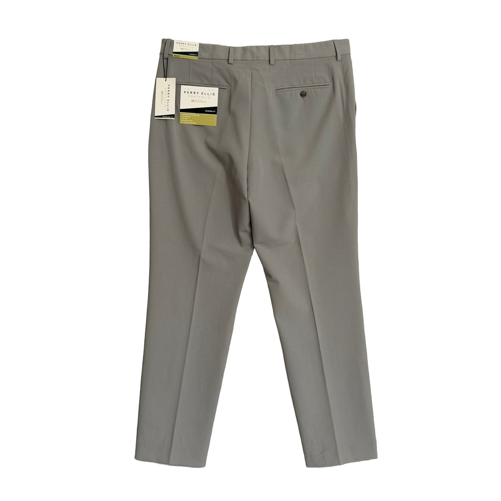 Perry Ellis Portfolio Dress Pant Men's 36"x32" Modern Fit Chiseled Stone