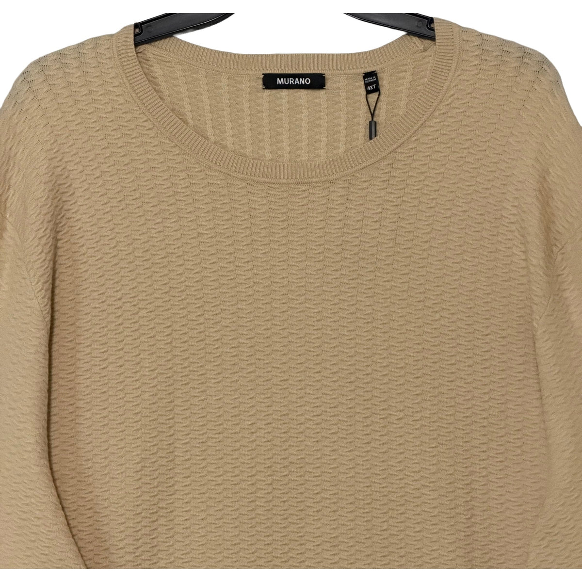 Murano Lux Textured Sweater Men's 4XT Big & Tall Crew Neck Light Khaki