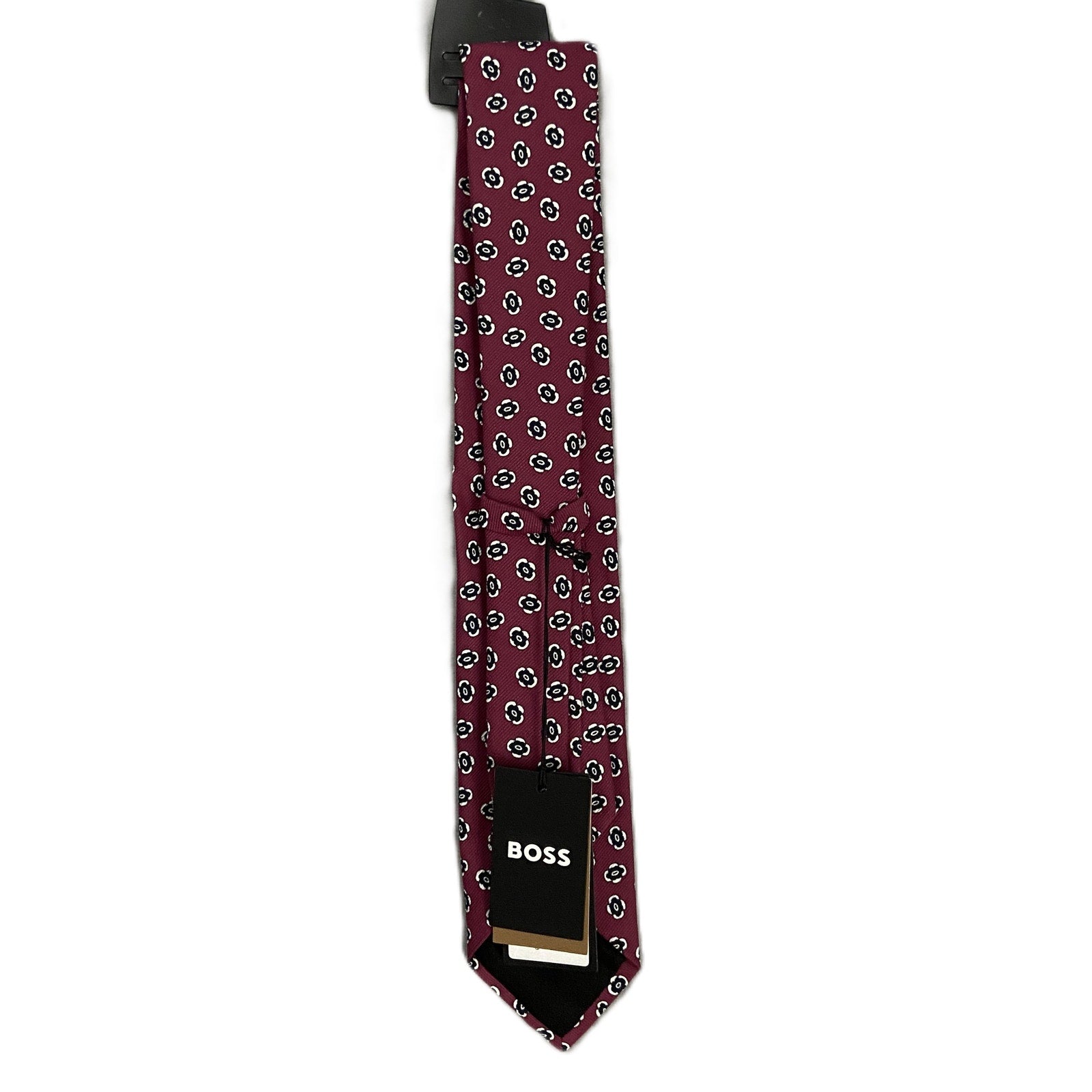 Boss Men's 3" Tie Red Floral Cotton Blend Made in Italy NEW