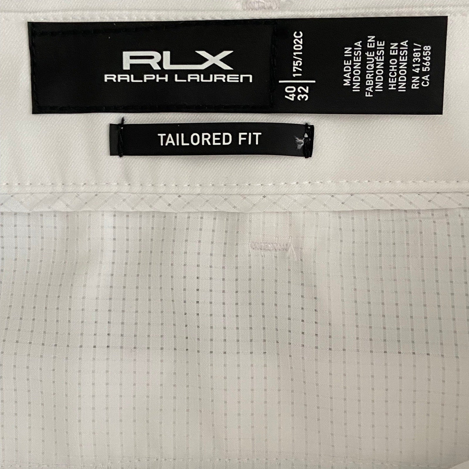 Ralph Lauren RLX Pants Men's 40x32 Tailored Fit Stretch Fabric Solid White