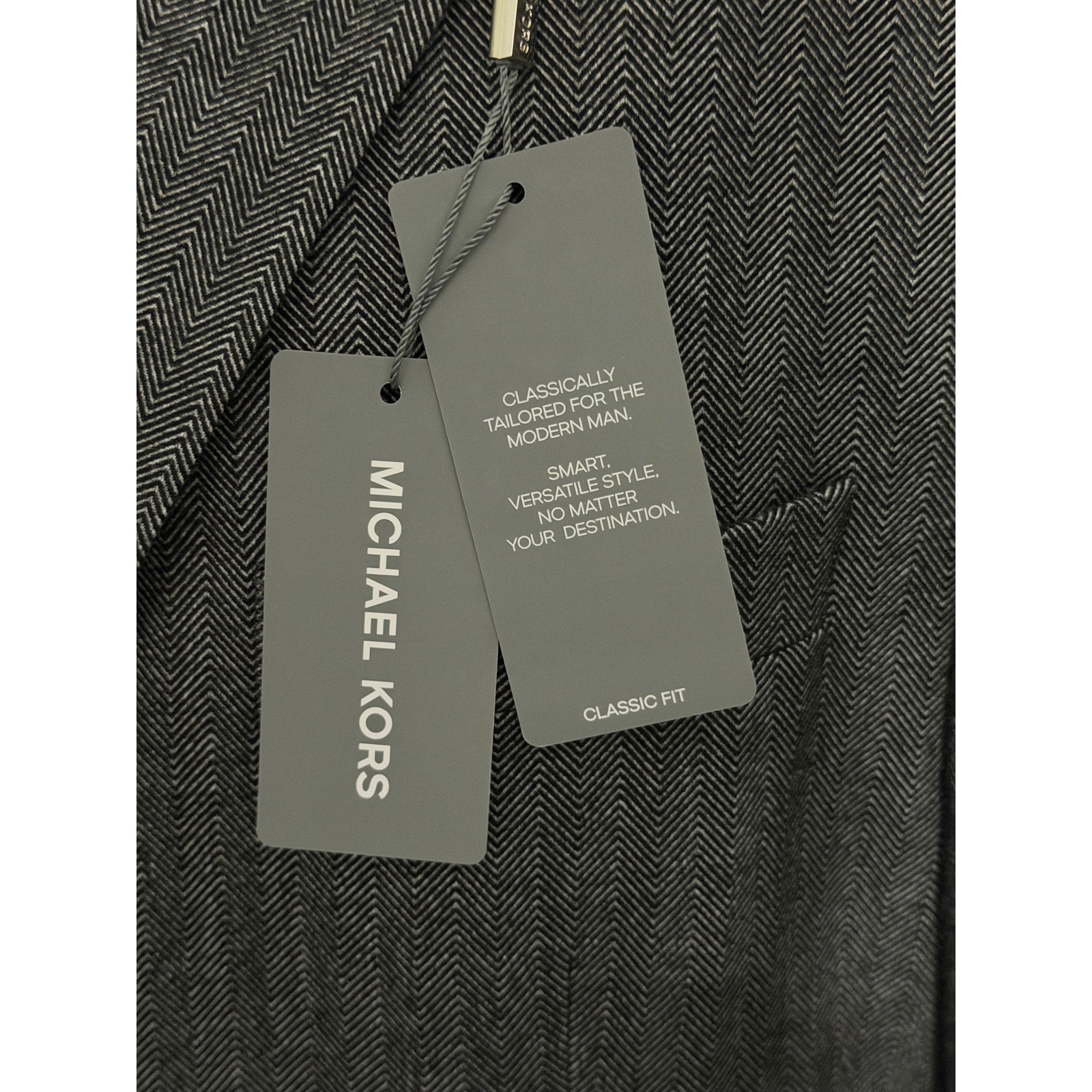 Michael Kors Sport Coat Men's 46 Long Classic Fit Charcoal Herringbone