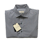 Bugatchi Dress Shirt Men's Small Long Sleeve Button-Up Blue Brown Geo