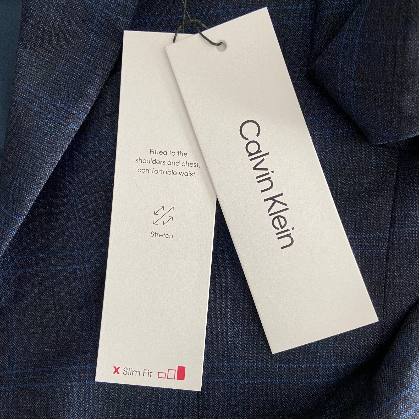 Calvin Klein Suit Jacket Men's 36 Short Slim Fit Malbin Wool Blend Navy