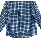Michael Kors Linen Shirt Men's XXL Classic Fit Blue Check Long Sleeve