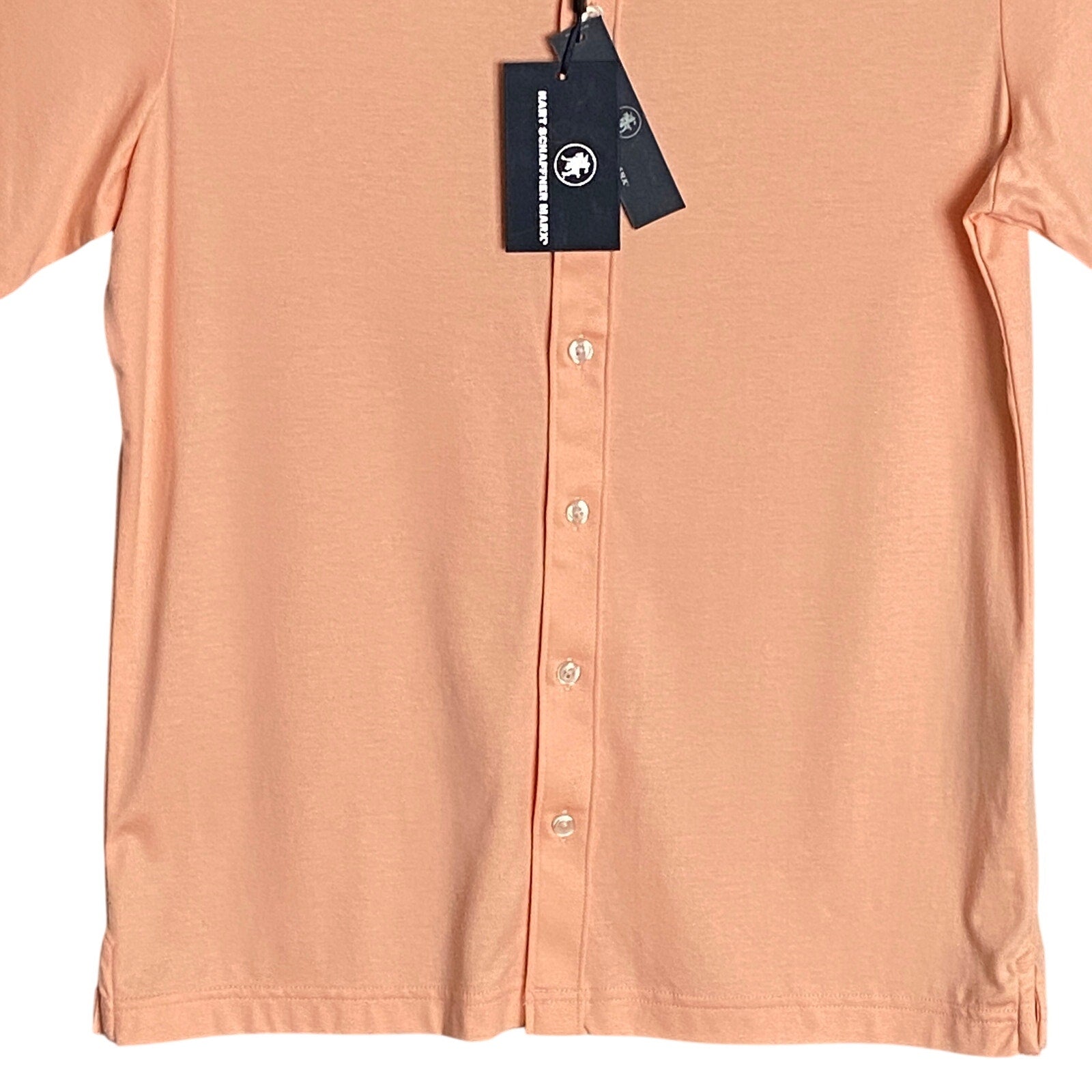 Hart Schaffner Marx Shirt Men's Small Harsoft Cotton Button-Up Polo Orange