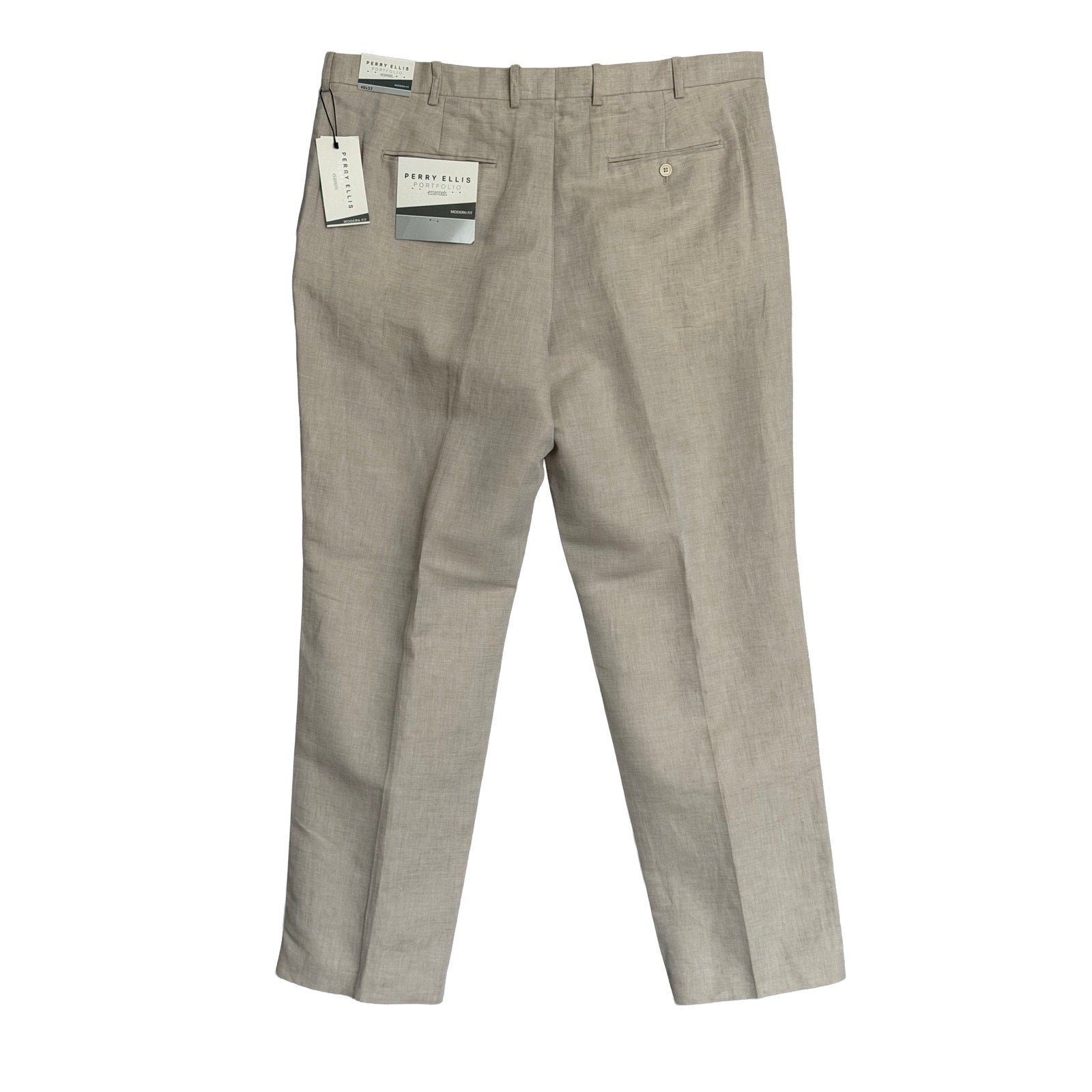 Perry Ellis Portfolio Pants Men's 40"x32" Modern Fit Dress Pants Linen Blend