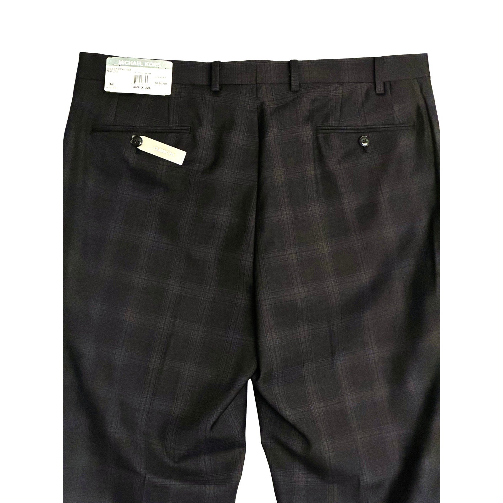 Michael Kors Dress Pants Men's 36"x32" Classic Fit Wool Blend Charcoal/Brown