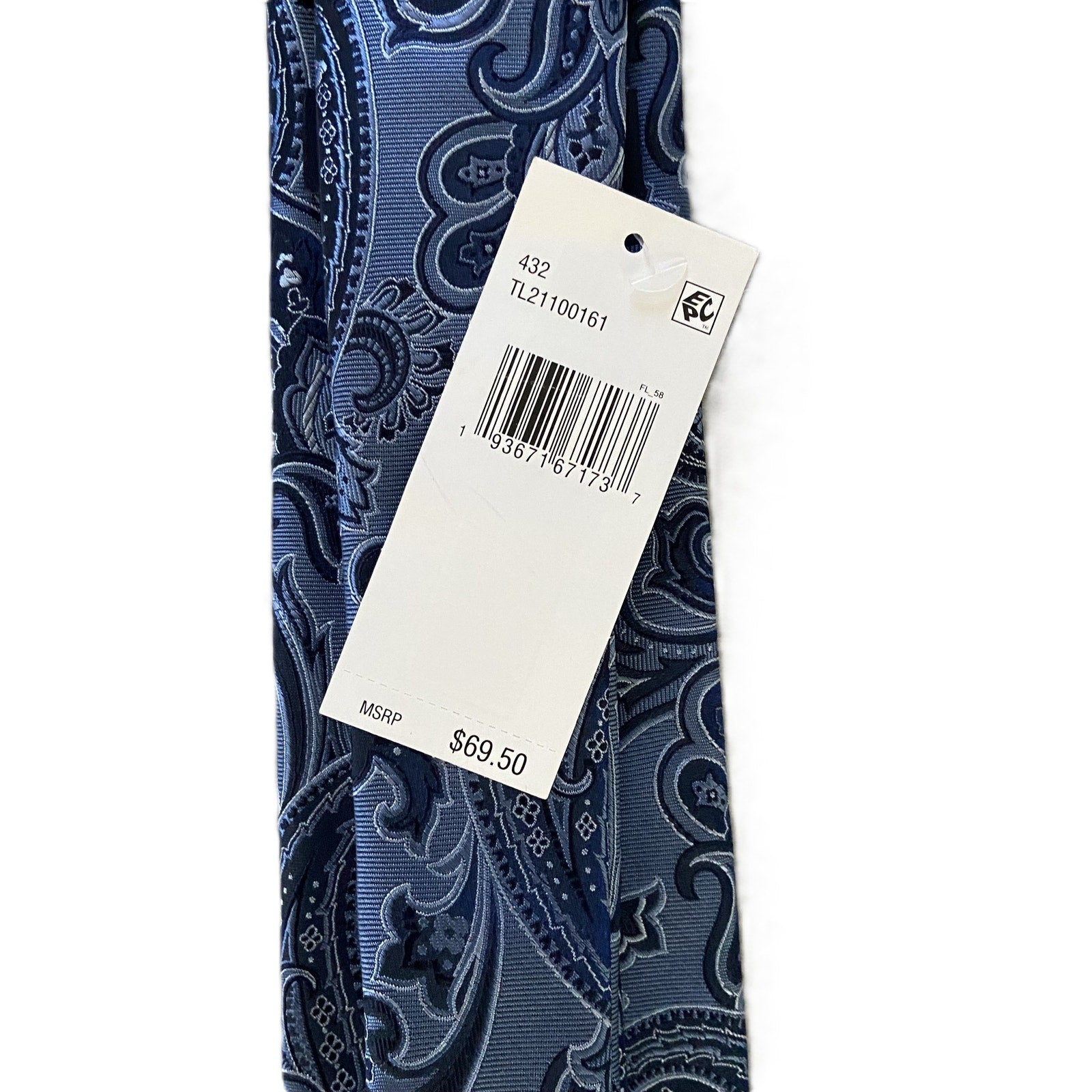 Tommy Hilfiger Men's Tie Paisley Pattern Necktie Blue 3" Silk Blend
