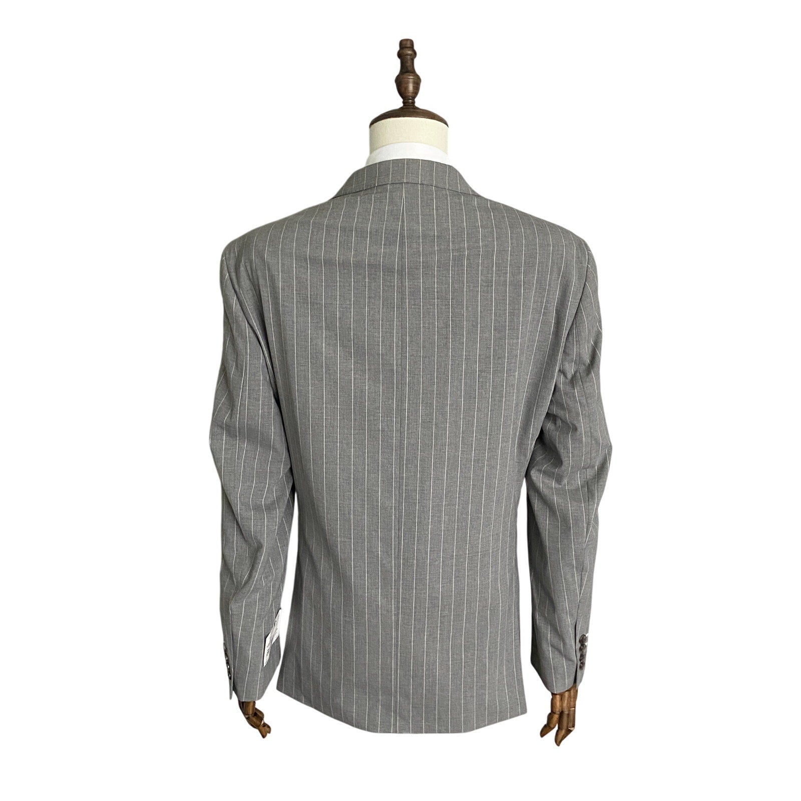 Tayion Men's 44L Suit Jacket Acontour Lined Stretch Fabric Grey Stripe