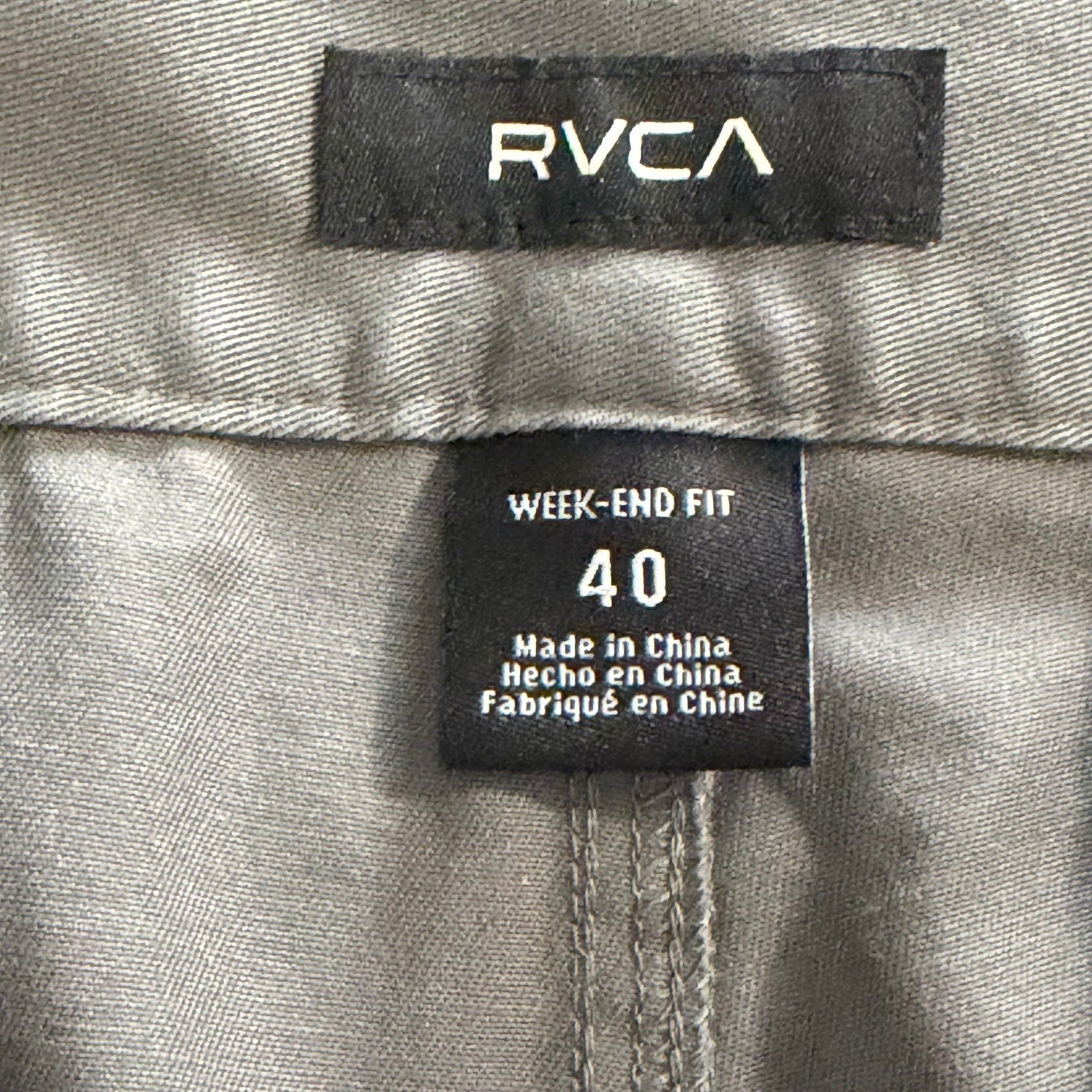 RVCA Week-End Pant Men's 40"x34" Straight Fit Stretch Fabric Smoke Gray