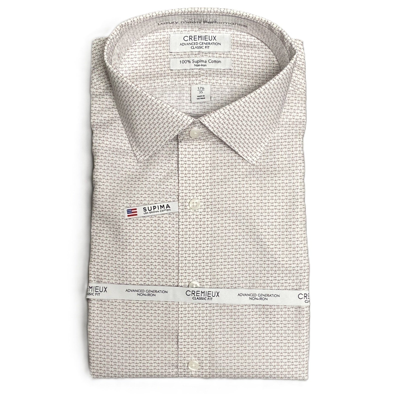 Daniel Cremieux Dress Shirt Men's 17.5-35 Classic Fit Supima Cotton White