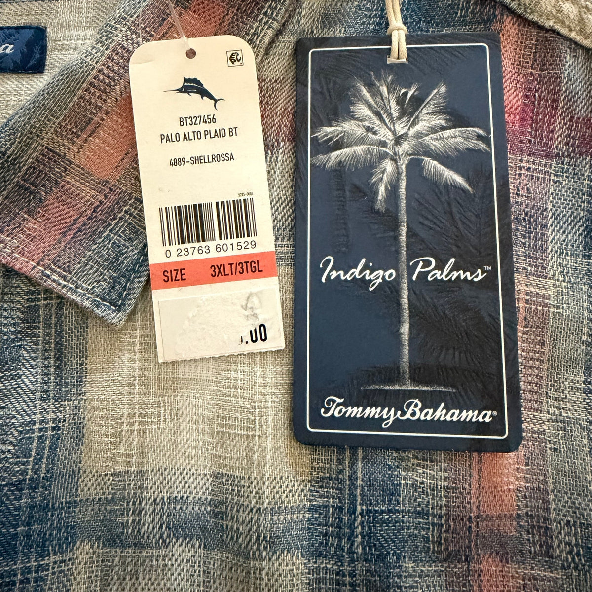 Tommy Bahama Shirt Men's 3XLT Big & Tall Long Slv Palo Alto Plaid Shellrossa
