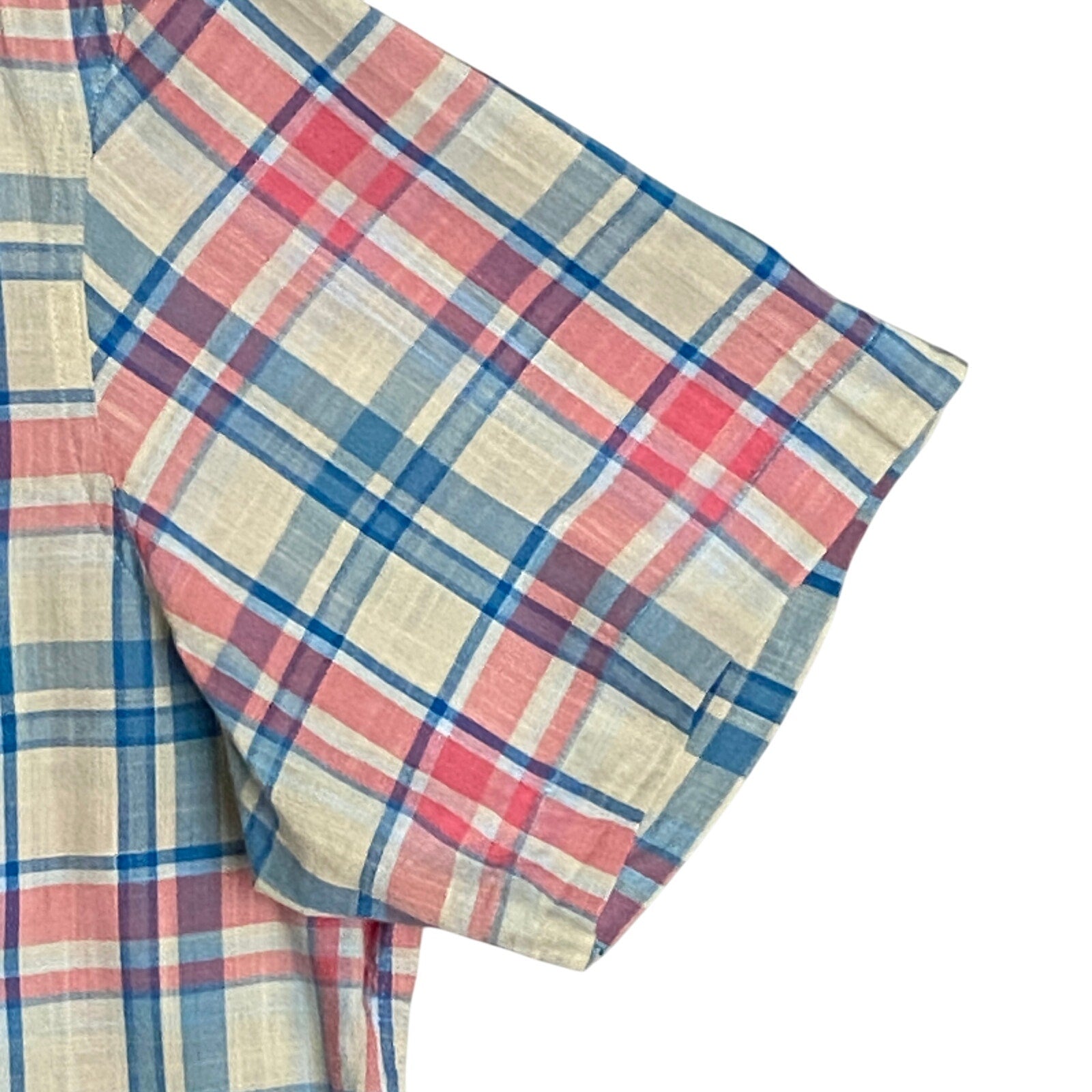 Daniel Cremieux 38 Men's Large Short Sleeve Button-Up Shirt Pink & Blue