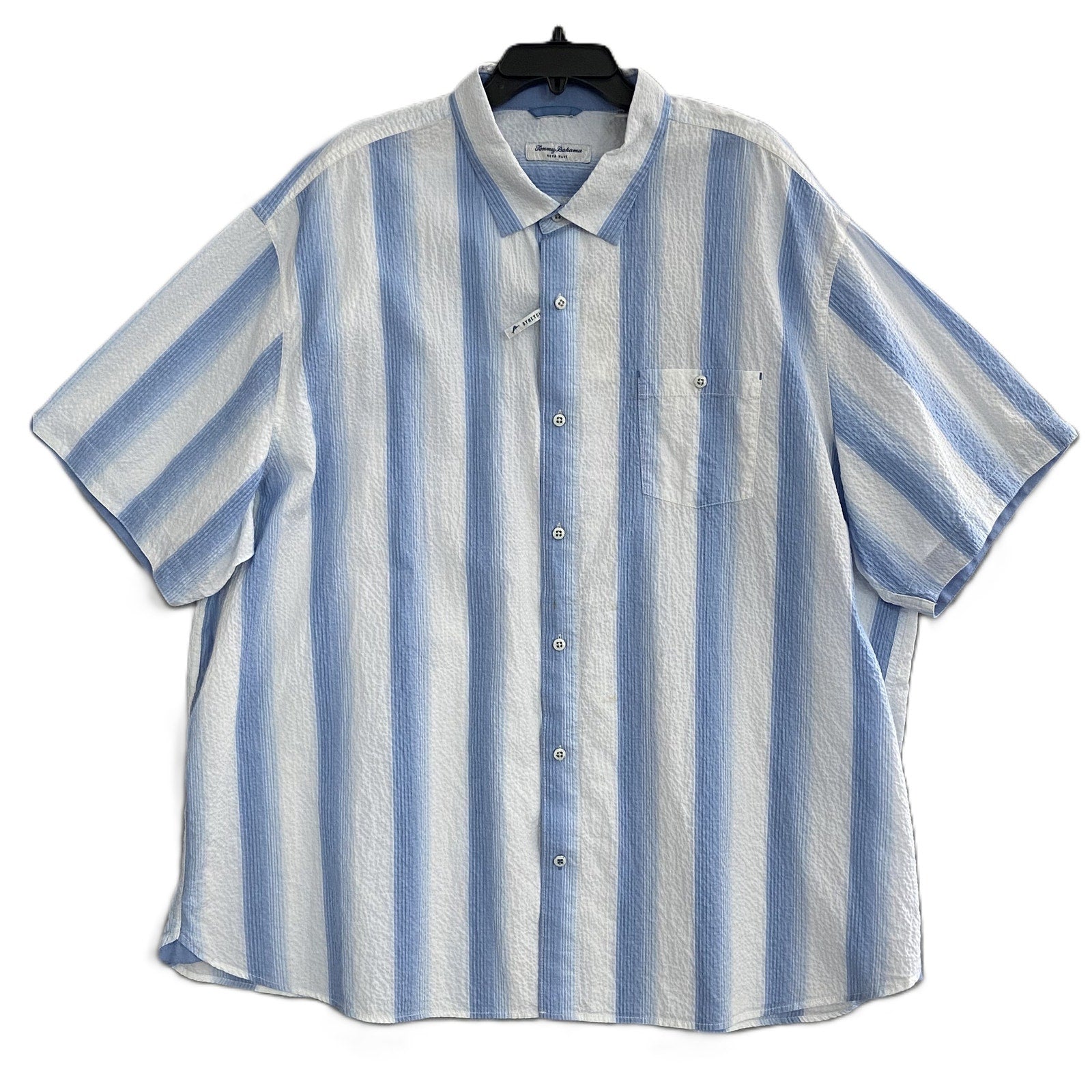 Tommy Bahama Shirt Men's 3XLB Big & Tall Nova Wave Maliblue Stripe Sky Blue