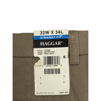 Haggar Premium Soft Chino Men's 32"x34" Twill Pant Straight Fit Medium Khaki