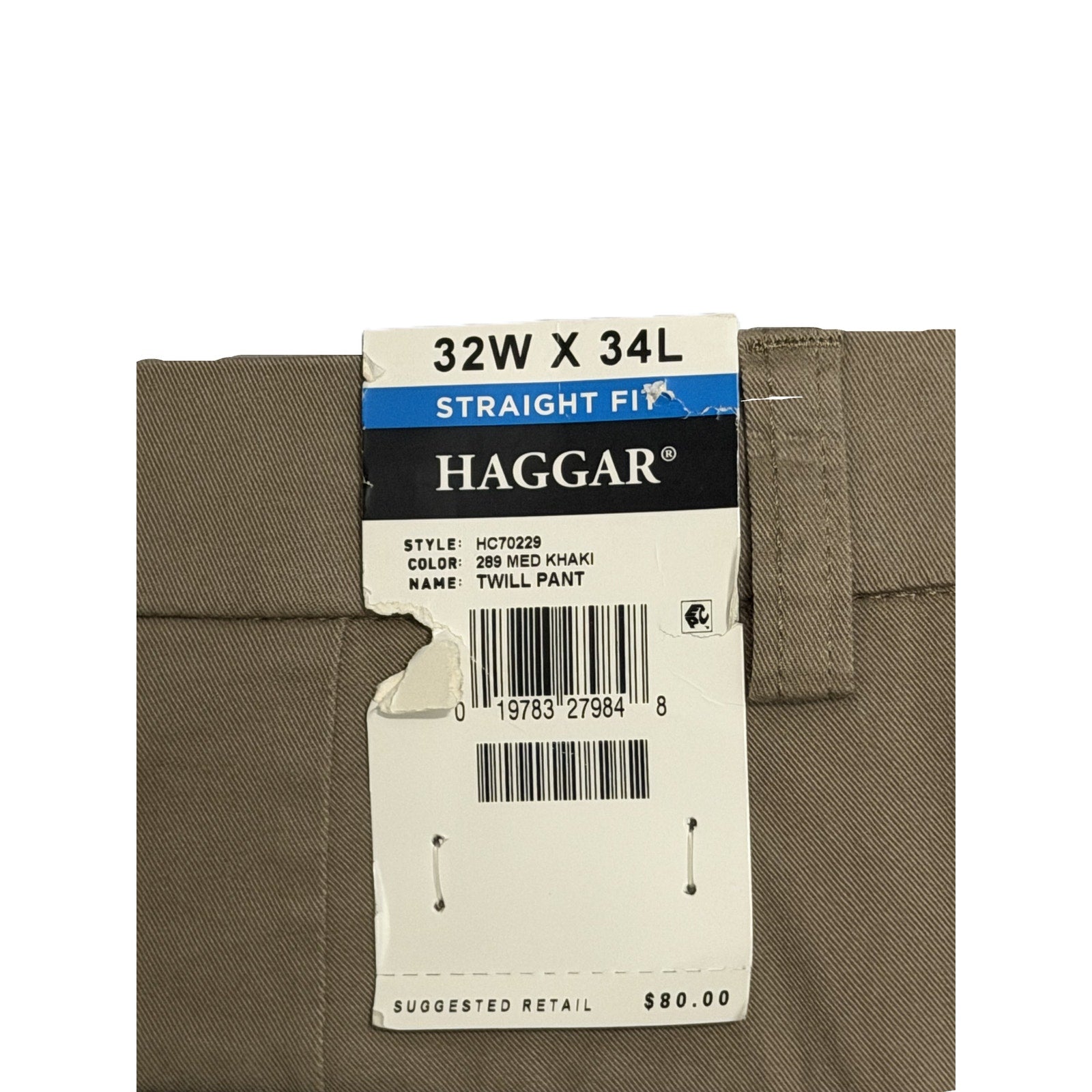 Haggar Premium Soft Chino Men's 32"x34" Twill Pant Straight Fit Medium Khaki