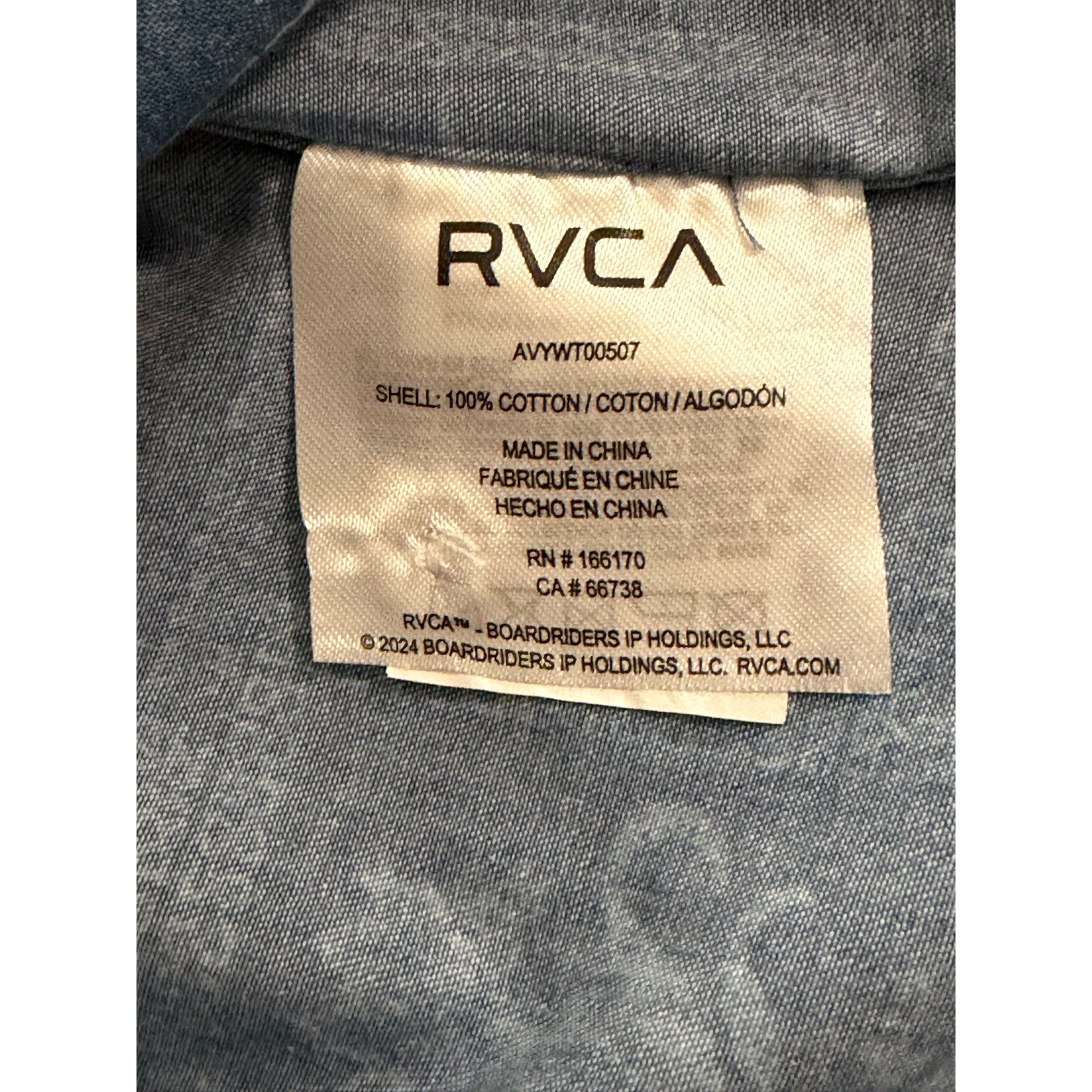 RVCA Casual Shirt Men's Small Regular Fit Button-Up Blue Floral Frame