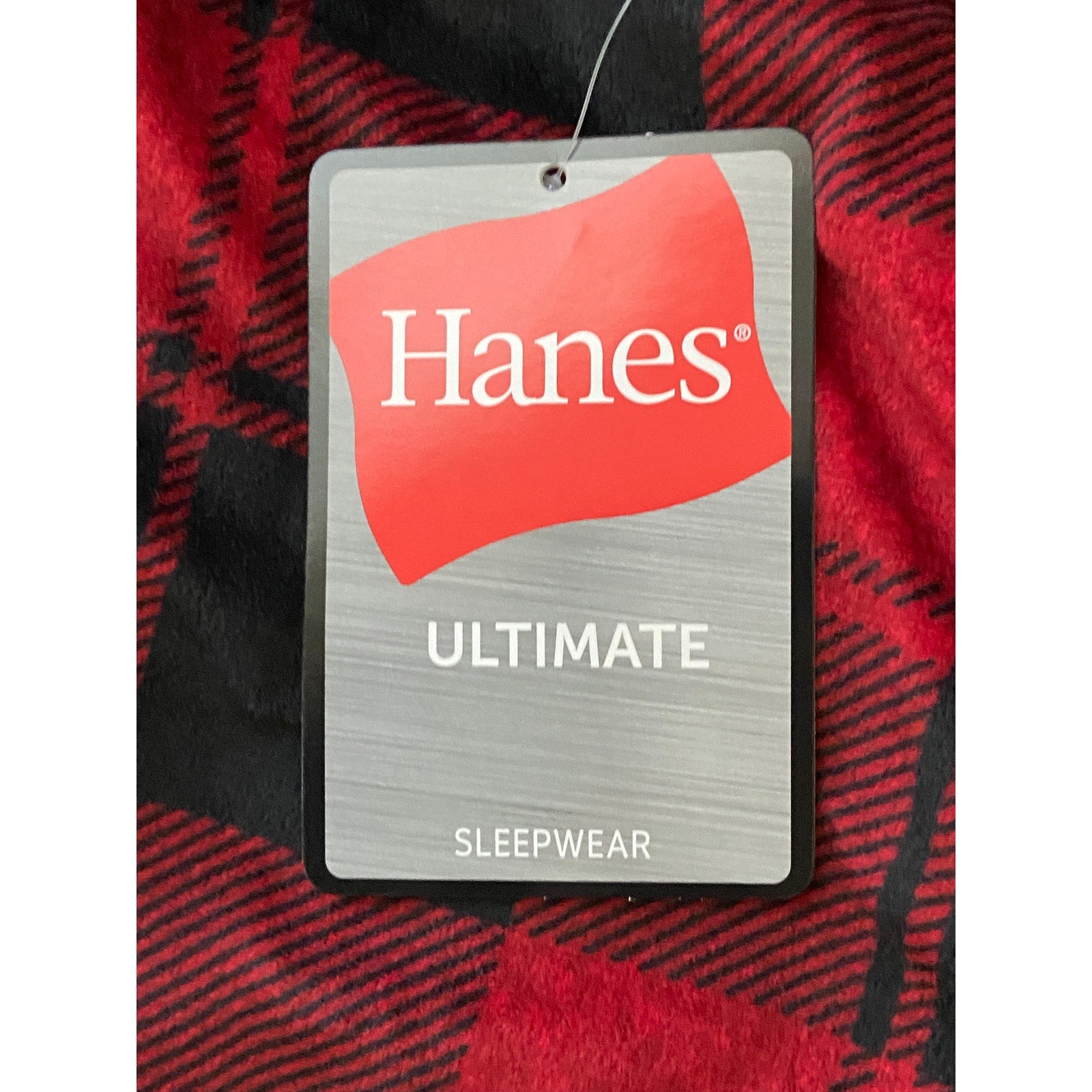 Hanes Fleece Sleep Pant Men's XL Drawstring Pockets Red Buffalo Check
